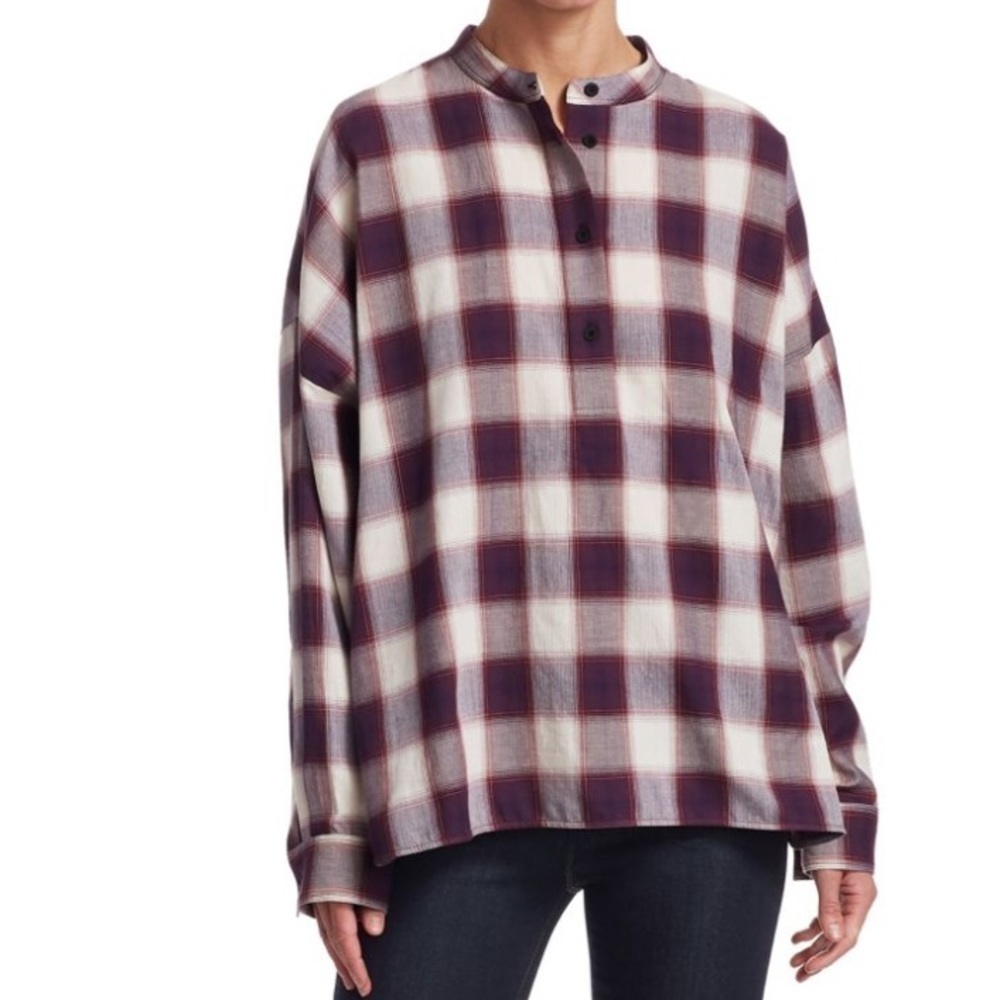 ELIZABETH AND JAMES Flint Oversized Plaid Cotton Shirt Size Small​​​​​​​​
